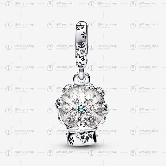 Pandora Snowflake Snowglobe Dangle Charm - Picture 2 of 5